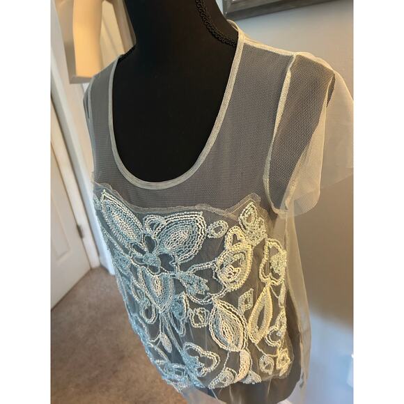 Blue Frost Beaded Tulle Top Black Label Urban Outfitters - Picture 4 of 10